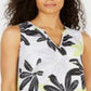 Alfani Women's Printed Crossover Front Top Green Size Petite M