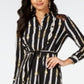 Thalia Sodi Women's Printed Handerkerchief Hem Shirtdress Black Size L