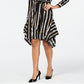 Thalia Sodi Women's Printed Handerkerchief Hem Shirtdress Black Size L