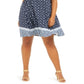 Style & Co Women's Plus Printed Cross Back Swing Dress Blue Size XL