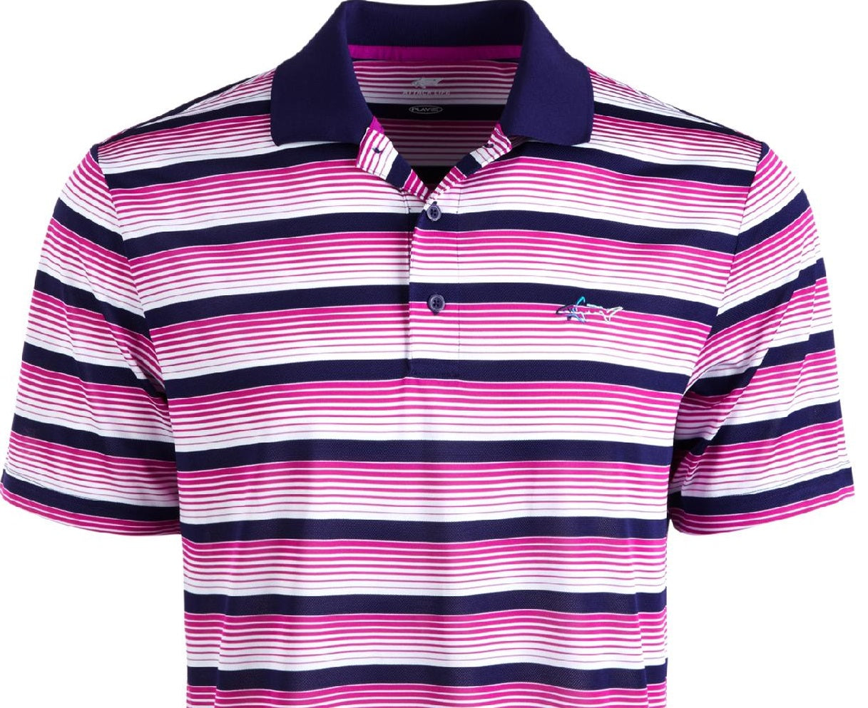 Attack Life By Greg Norman Men's Roadmap Striped Polo Casual Shirt Purple Size L