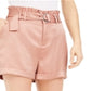 Bar III Women's Belted Satin Shorts Pink Size 4