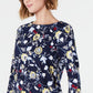 Charter Club Women's Cotton Printed Top Blue Size Petite M