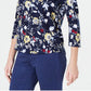 Charter Club Women's Cotton Printed Top Blue Size Petite M