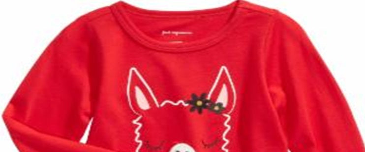 First Impressions Toddler Girl's Llama Print Cotton T-Shirt  Red Size 2T