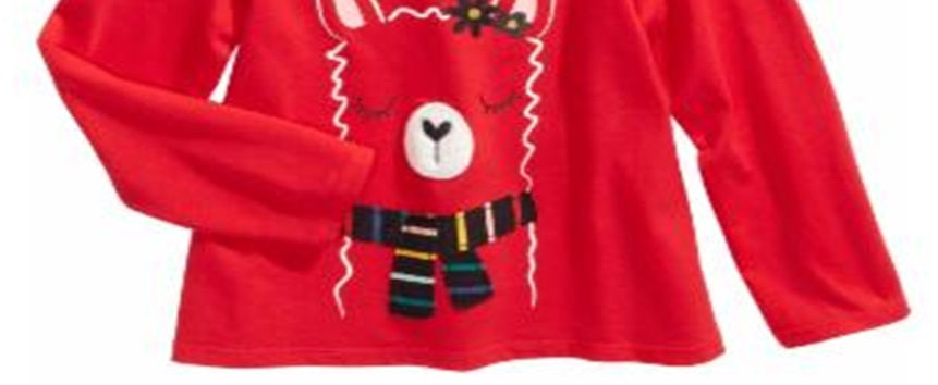 First Impressions Toddler Girl's Llama Print Cotton T-Shirt  Red Size 2T
