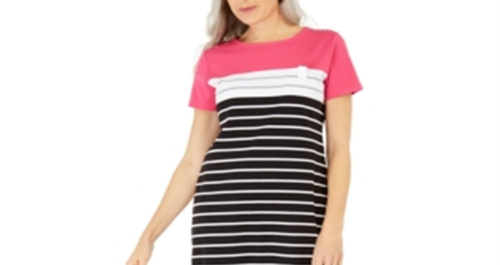 Karen Scott Women's Sport Stripe Dress  Pink Size XS