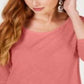 Style & Co Women's Chiffon Hem Top  Pink Size -Petite L