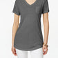 Style & Co Women's V Neck Pocket T-Shirt Gray Size PP