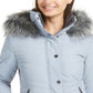 Maralyn & Me Junior's Faux Fur Trim Hooded Puffer Coat Blue Size M