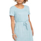 Style & Co Women's Textured Tie Waist Maxi Dress Blue Size Small
