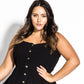 City Chic Women's Scallop Button Dress Black Size 16