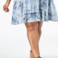 Style & Co Women's Plus Printed Swing a Line Dress Blue Size 0X