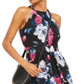 INC International Concepts Women's Maxi Halter Floral Print Chiffon Dress Black Size 6