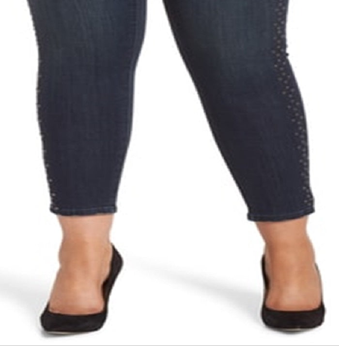 Seven Dials Women's Trendy Plus Studded Skinny Jeans Blue Size 24W