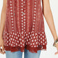 Style & Co Women's Printed Lace Trim Tunic Red Size Small