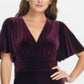 DKNY Women's Zippered Bell Sleeve V Neck Wide Leg Party Jumpsuit Purple Size 12