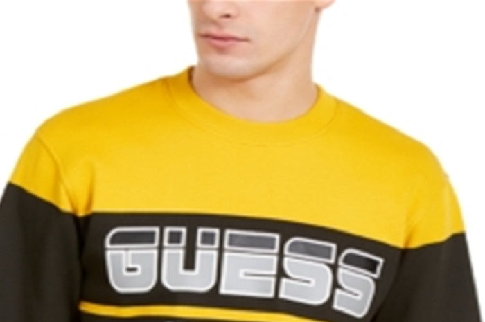 Guess Men's Roy Sport Logo Sweatshirt Yellow Size Medium