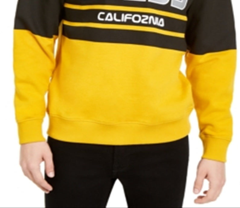 Guess Men's Roy Sport Logo Sweatshirt Yellow Size Medium