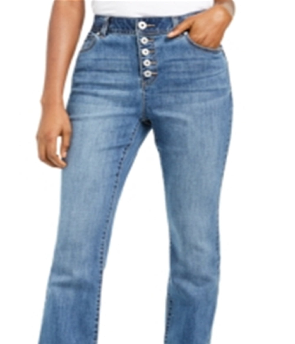 INC International Concepts Women's High Rise Button Fly Bootcut Jeans Blue Size 6