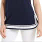 Charter Club Women's Seersucker Woven Tunic Top Blue Size X-Large