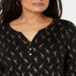 Karen Scott Women's Giraffe Print Henley Top Black Size Large
