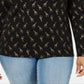 Karen Scott Women's Giraffe Print Henley Top Black Size Large