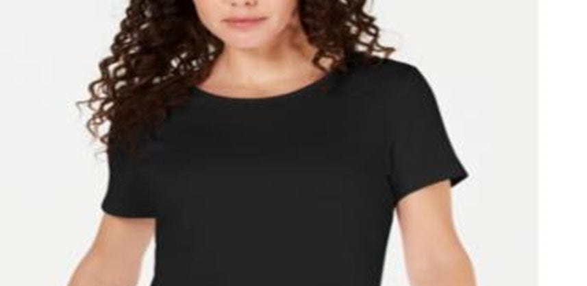 Karen Scott Women's Solid T-Shirt Black Size Small