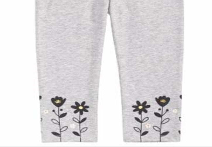 First Impressions Baby Girl's Floral Hem Leggings Gray Size 24MOS