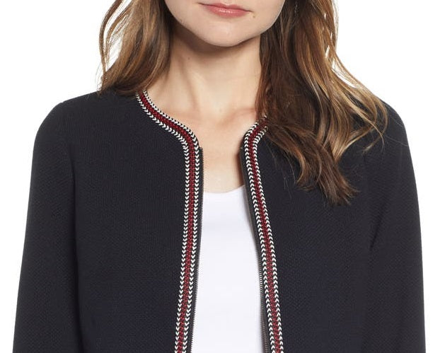 Anne Klein Braid Trim Short Jacket Black Size 6