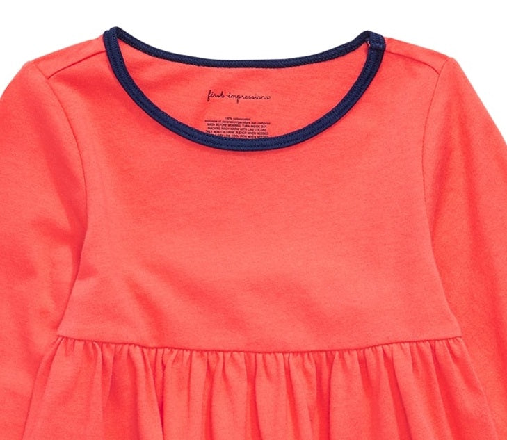 First Impressions Infant Girl's Ruched Heart Cotton Tunic Orange Size 3-6MOS