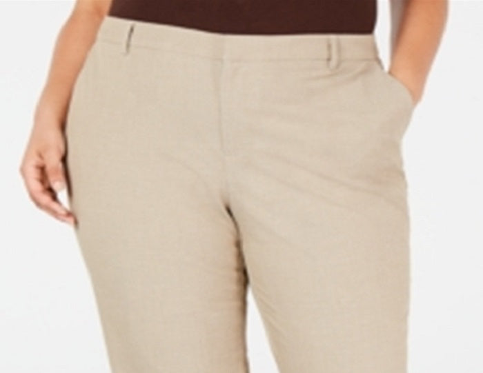 Charter Club Women's Plus Slim Leg Ankle Pants Brown Size 18W