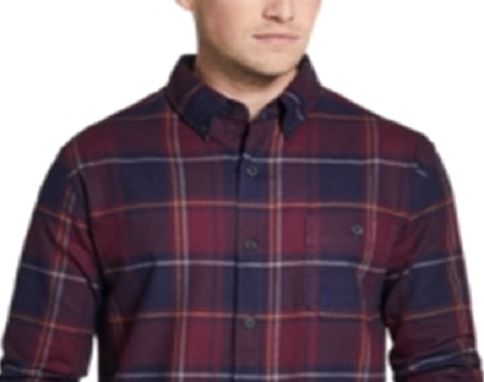 Weatherproof Vintage Men's Tartan Plaid Collared Dress Shirt Red Size Large
