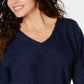 JM Collection Women's Textured Dolman Sleeve Top Blue Size Medium