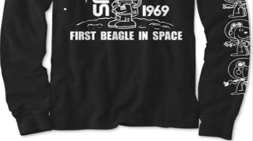 Peanuts Big Boy's Snoopy in Space T-Shirt Black Size X-Large