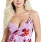Guess Women's Floral Print Surplice Mini Dress Purple Size Large