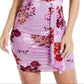 Guess Women's Floral Print Surplice Mini Dress Purple Size Large