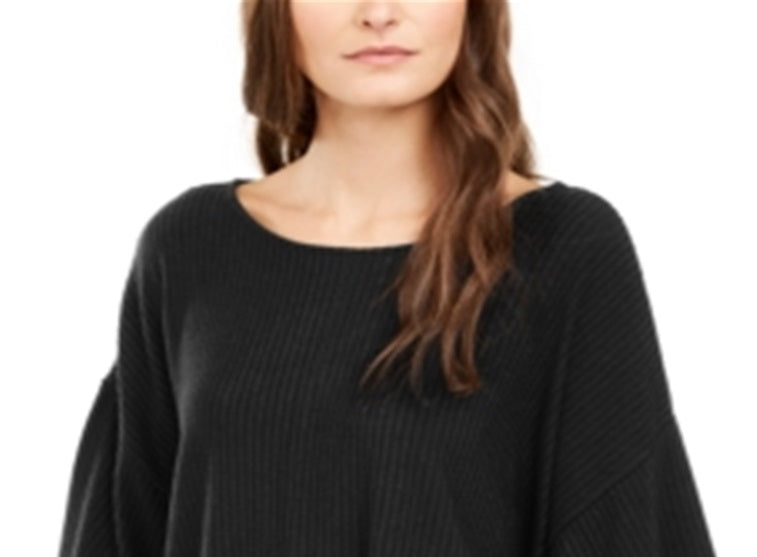 Alfani Women's Ribbed Boat Neck Poncho Black Size X-Large