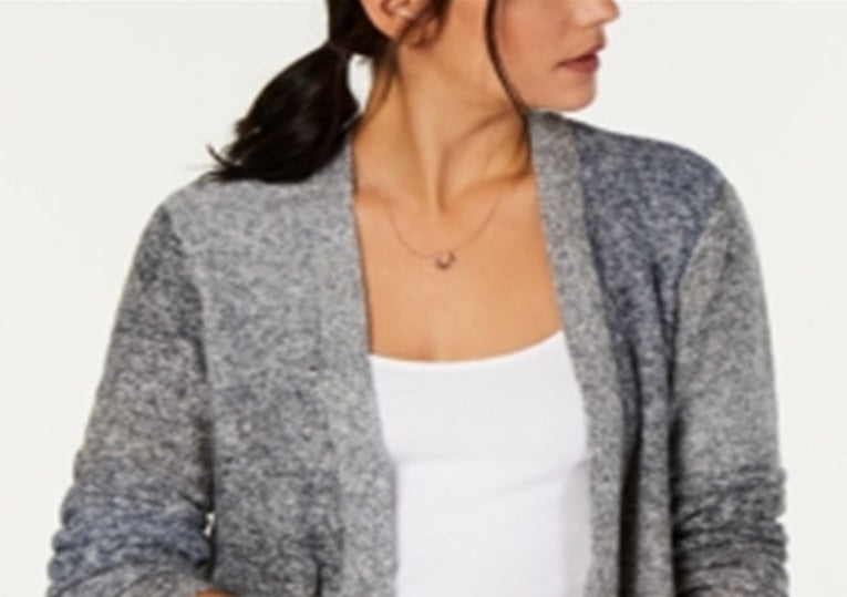 Style & Co Women's Ombre Open Front Cardigan Gray  Size Petite Large