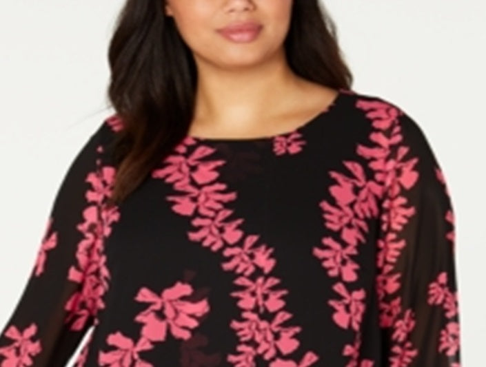 Alfani Women's Plus Floral High Low Tunic Top Black Size 4X