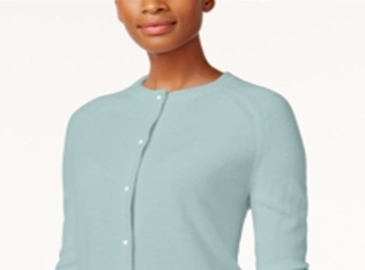 Karen Scott Women's Bead Button Cardigan Blue Size X-Small