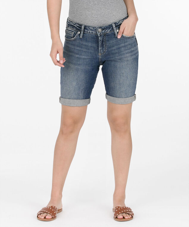 Silver Jeans Co.Women's Elyse Roll Cuff Denim Bermuda Shorts Blue Size 27