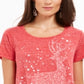 Style & Co Women's Reindeer Graphic Print T-Shirt Red Size Petite X-Large
