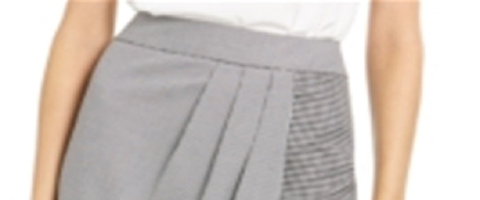 Calvin Klein Women's Houndstooth Pleated Skirt Gray Size 2
