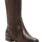 INC International Concepts Women's Fawne Wide Calf Riding Leather Shoes Brown Size 7.5M