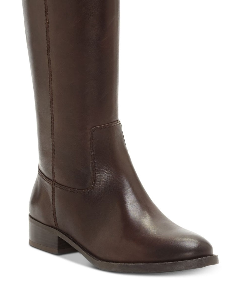 INC International Concepts Women's Fawne Wide Calf Riding Leather Shoes Brown Size 7.5M