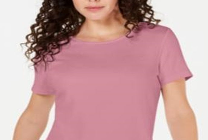 Karen Scott Women's Solid T-Shirt Pink Size Medium