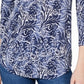 Charter Club Women's Blouse V Neck 3/4 Sleeve Blue Size Small