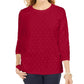 Karen Scott Women's Petite Textured Dot Sweatshirt  - New Red Amore Size Petite Small