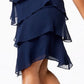 SL Fashions Women's Plus Tiered Shift Dress Wine Size 16W